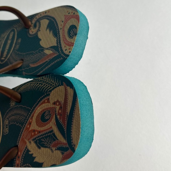 Havaianas Green Gold Orange Rubber Flip Flops size 9 - Picture 10 of 10